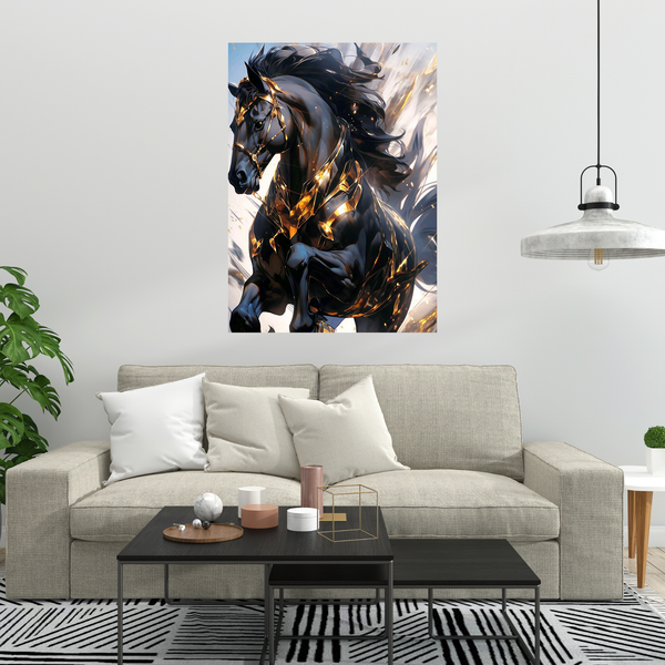 Black & Golden Horse Metal Wall Art